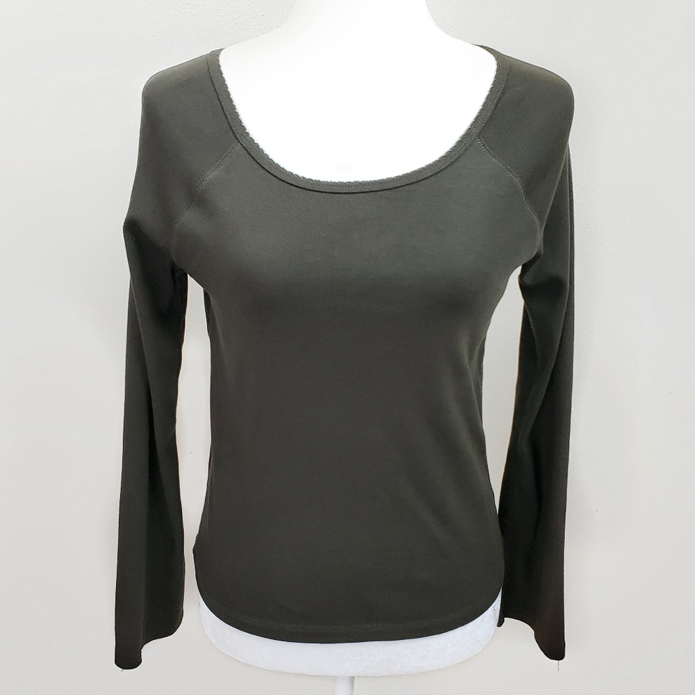 Lord & Taylor Green Basic Long Sleeve Top Sz. XS